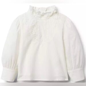Janie and Jack - Pintuck Ruffle Collar Top - Jet Ivory